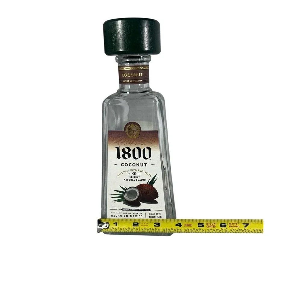 1800 Coconut Tequila Empty Glass Bottle 750ml Bar Decor Display Collectible